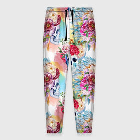 Мужские брюки 3D с принтом Цветы и бабочки 5 в Новосибирске, 100% полиэстер | манжеты по низу, эластичный пояс регулируется шнурком, по бокам два кармана без застежек, внутренняя часть кармана из мелкой сетки | акварель | нежный | паттерн | цветочек | цветочный