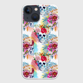 Чехол для iPhone 13 mini с принтом Цветы и бабочки 5 в Новосибирске,  |  | акварель | нежный | паттерн | цветочек | цветочный
