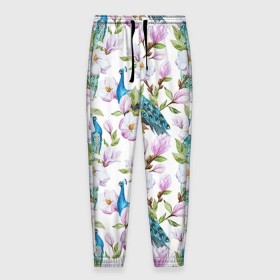 Мужские брюки 3D с принтом Цветы и бабочки 6 в Новосибирске, 100% полиэстер | манжеты по низу, эластичный пояс регулируется шнурком, по бокам два кармана без застежек, внутренняя часть кармана из мелкой сетки | акварель | нежный | паттерн | цветочек | цветочный