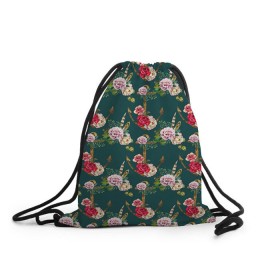 Рюкзак-мешок 3D с принтом Цветы и бабочки 7 в Новосибирске, 100% полиэстер | плотность ткани — 200 г/м2, размер — 35 х 45 см; лямки — толстые шнурки, застежка на шнуровке, без карманов и подкладки | акварель | нежный | паттерн | цветочек | цветочный