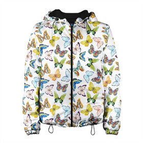 Женская куртка 3D с принтом Цветы и бабочки 11 в Новосибирске, ткань верха — 100% полиэстер, подклад — флис | прямой крой, подол и капюшон оформлены резинкой с фиксаторами, два кармана без застежек по бокам, один большой потайной карман на груди. Карман на груди застегивается на липучку | акварель | бабочка | нежный | рисунок | роза | сирень | цветочек | цветочный | цветы