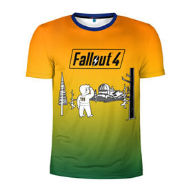 Мужская футболка 3D спортивная с принтом Волт-бой 111 Fallout 4 в Новосибирске, 100% полиэстер с улучшенными характеристиками | приталенный силуэт, круглая горловина, широкие плечи, сужается к линии бедра | Тематика изображения на принте: fallout 4 | vault boy | волт бой | фаллаут