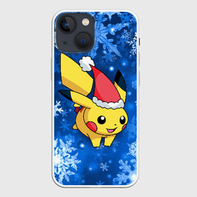 Чехол для iPhone 13 mini с принтом Новогодний Пикачу в Новосибирске,  |  | pikachu | pokeboll | pokemon | зима | новый год | пикачу | покеболл | покемон | снежинки