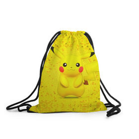 Рюкзак-мешок 3D с принтом Pikachu в Новосибирске, 100% полиэстер | плотность ткани — 200 г/м2, размер — 35 х 45 см; лямки — толстые шнурки, застежка на шнуровке, без карманов и подкладки | pikachu | pokeboll | pokemon | пикачу | покеболл | покемон