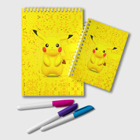 Блокнот с принтом Pikachu в Новосибирске, 100% бумага | 48 листов, плотность листов — 60 г/м2, плотность картонной обложки — 250 г/м2. Листы скреплены удобной пружинной спиралью. Цвет линий — светло-серый
 | pikachu | pokeboll | pokemon | пикачу | покеболл | покемон