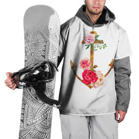 Накидка на куртку 3D с принтом Якорь с цветами в Новосибирске, 100% полиэстер |  | Тематика изображения на принте: акварель | бабочка | нежный | рисунок | роза | сирень | цветочек | цветочный | цветы