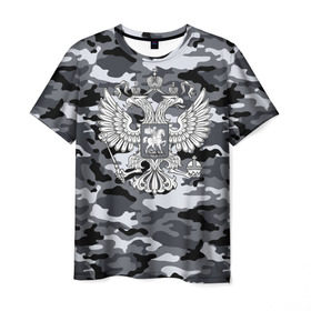 Мужская футболка 3D с принтом Городской камуфляж Россия в Новосибирске, 100% полиэфир | прямой крой, круглый вырез горловины, длина до линии бедер | 23 февраля | армия | камуфляж | россия | рф