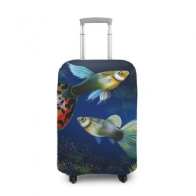 Чехол для чемодана 3D с принтом Аквариумные рыбки в Новосибирске, 86% полиэфир, 14% спандекс | двустороннее нанесение принта, прорези для ручек и колес | аквариум | вода | водоросли | природа | рыба | рыбка | туризм