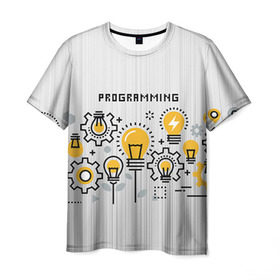 Мужская футболка 3D с принтом Программирование 1 в Новосибирске, 100% полиэфир | прямой крой, круглый вырез горловины, длина до линии бедер | день программиста | код | подарок | праздник | программист
