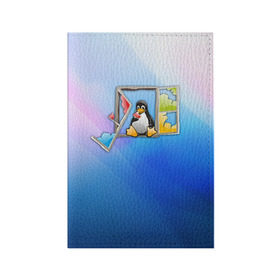 Обложка для паспорта матовая кожа с принтом Linux в Новосибирске, натуральная матовая кожа | размер 19,3 х 13,7 см; прозрачные пластиковые крепления | Тематика изображения на принте: день программиста | код | подарок | праздник | программист