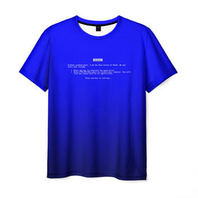 Мужская футболка 3D с принтом BSOD в Новосибирске, 100% полиэфир | прямой крой, круглый вырез горловины, длина до линии бедер | Тематика изображения на принте: bsod | день программиста | код | подарок | праздник | программист