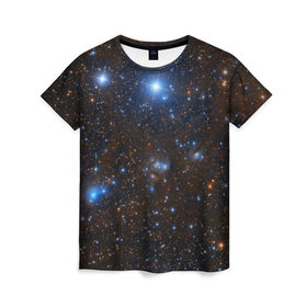 Женская футболка 3D с принтом Космические дали в Новосибирске, 100% полиэфир ( синтетическое хлопкоподобное полотно) | прямой крой, круглый вырез горловины, длина до линии бедер | вселенная | галактика | звёзды | космическое пространство | космос | созвездие