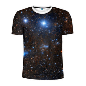 Мужская футболка 3D спортивная с принтом Космические дали в Новосибирске, 100% полиэстер с улучшенными характеристиками | приталенный силуэт, круглая горловина, широкие плечи, сужается к линии бедра | вселенная | галактика | звёзды | космическое пространство | космос | созвездие