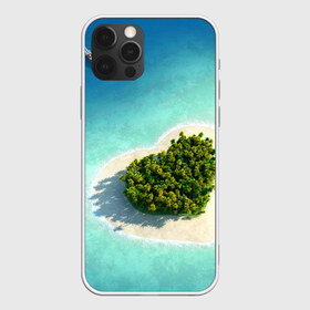 Чехол для iPhone 12 Pro Max с принтом Остров в Новосибирске, Силикон |  | вода | дерево | лето | море | океан | остров | пальмы | песок | сердечко | сердце | синий