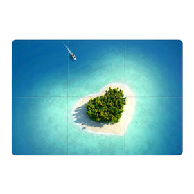 Магнитный плакат 3Х2 с принтом Остров в Новосибирске, Полимерный материал с магнитным слоем | 6 деталей размером 9*9 см | вода | дерево | лето | море | океан | остров | пальмы | песок | сердечко | сердце | синий
