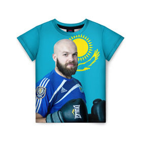 Детская футболка 3D с принтом Василий Левит в Новосибирске, 100% гипоаллергенный полиэфир | прямой крой, круглый вырез горловины, длина до линии бедер, чуть спущенное плечо, ткань немного тянется | бокс | василий левит | казахстан | олимпиада 2016
