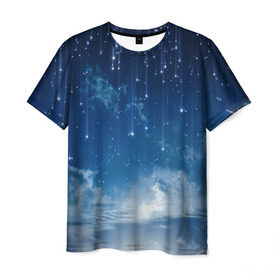 Мужская футболка 3D с принтом Звездное небо в Новосибирске, 100% полиэфир | прямой крой, круглый вырез горловины, длина до линии бедер | вселенная | галактика | звезды | небо | ночь