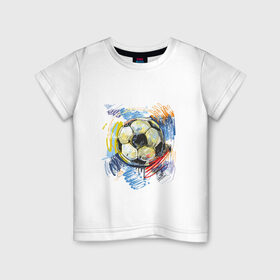 Детская футболка хлопок с принтом Рисованный футбольный мяч в Новосибирске, 100% хлопок | круглый вырез горловины, полуприлегающий силуэт, длина до линии бедер | игра | мяч | разводы | спорт | футбол | футбольный