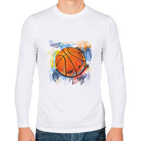 Мужской лонгслив хлопок с принтом Баскетбольный мяч в штрихах в Новосибирске, 100% хлопок |  | Тематика изображения на принте: баскетбол | стилизация | штрихи