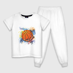 Детская пижама хлопок с принтом Баскетбольный мяч в штрихах в Новосибирске, 100% хлопок |  брюки и футболка прямого кроя, без карманов, на брюках мягкая резинка на поясе и по низу штанин
 | баскетбол | стилизация | штрихи