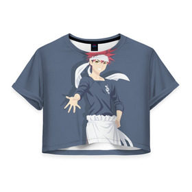 Женская футболка 3D укороченная с принтом Yukihiro Souma в Новосибирске, 100% полиэстер | круглая горловина, длина футболки до линии талии, рукава с отворотами | anime | soma | ukihiro | ukihiro soma | аниме | сома | юкихиро