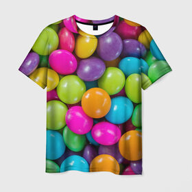Мужская футболка 3D с принтом Конфетки в Новосибирске, 100% полиэфир | прямой крой, круглый вырез горловины, длина до линии бедер | вкуснотища | вкусняшки | глазурь | жевачка | карамель | карамельки | конфетки | конфеты | леденец | мармеладки | сахар | сладости