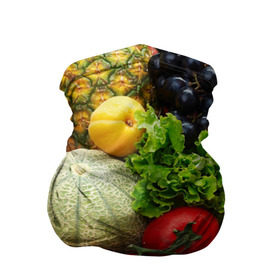 Бандана-труба 3D с принтом Богатый урожай в Новосибирске, 100% полиэстер, ткань с особыми свойствами — Activecool | плотность 150‒180 г/м2; хорошо тянется, но сохраняет форму | апельсин | баклажан | банан | богатый урожай | виноград | горох | еда | кабачок | капуста | картофель | лимон | морковь | овощи | огурец | перец | персик | помидор | слива | сочные плоды | томат | тыква