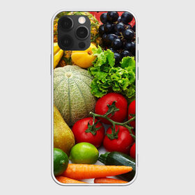 Чехол для iPhone 12 Pro Max с принтом Богатый урожай в Новосибирске, Силикон |  | Тематика изображения на принте: апельсин | баклажан | банан | богатый урожай | виноград | горох | еда | кабачок | капуста | картофель | лимон | морковь | овощи | огурец | перец | персик | помидор | слива | сочные плоды | томат | тыква