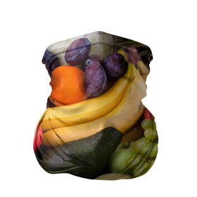 Бандана-труба 3D с принтом Спелые фрукты в Новосибирске, 100% полиэстер, ткань с особыми свойствами — Activecool | плотность 150‒180 г/м2; хорошо тянется, но сохраняет форму | ананас | арбуз | банан | богатый урожай | виноград | горох | груша | еда | капуста | картофель | лук | морковь | овощи | огурец | перец | персик | слива | сочные плоды | томат | фасоль | фрукты | яблоко