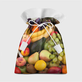 Подарочный 3D мешок с принтом Спелые фрукты в Новосибирске, 100% полиэстер | Размер: 29*39 см | Тематика изображения на принте: ананас | арбуз | банан | богатый урожай | виноград | горох | груша | еда | капуста | картофель | лук | морковь | овощи | огурец | перец | персик | слива | сочные плоды | томат | фасоль | фрукты | яблоко