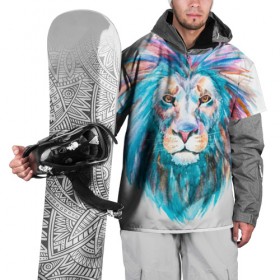 Накидка на куртку 3D с принтом Живописный лев в Новосибирске, 100% полиэстер |  | lion | грива | дикая кошка | добыча | животное | зверь | искусство | картина | клыки | когти | король джунглей | лев | макет | мясо | набросок | портрет | хищник | царь зверей | эскиз