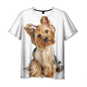 Мужская футболка 3D с принтом Красотка в Новосибирске, 100% полиэфир | прямой крой, круглый вырез горловины, длина до линии бедер | fashion | животное | красавица | лучший друг | модница | няша | причёска | собака | собачка | щенок | щеночек
