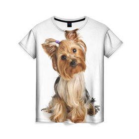 Женская футболка 3D с принтом Красотка в Новосибирске, 100% полиэфир ( синтетическое хлопкоподобное полотно) | прямой крой, круглый вырез горловины, длина до линии бедер | fashion | животное | красавица | лучший друг | модница | няша | причёска | собака | собачка | щенок | щеночек