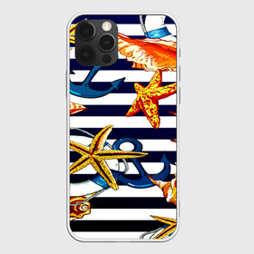 Чехол для iPhone 12 Pro Max с принтом Моряк в Новосибирске, Силикон |  | Тематика изображения на принте: звезда | полосы | ракушки | якорь