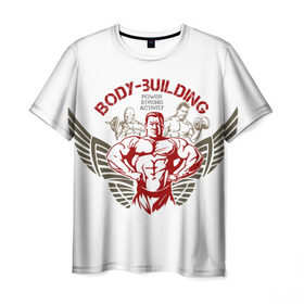 Мужская футболка 3D с принтом Body-building в Новосибирске, 100% полиэфир | прямой крой, круглый вырез горловины, длина до линии бедер | gym | power | бодибилдинг | культуризм | сила | спорт | фитнес | штанга