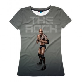 Женская футболка 3D с принтом The Rock WWE в Новосибирске, 100% полиэфир ( синтетическое хлопкоподобное полотно) | прямой крой, круглый вырез горловины, длина до линии бедер | Тематика изображения на принте: dwayne johnson | the rock | wwe | рестлинг | спорт