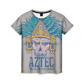 Женская футболка 3D с принтом Aztec Warriors в Новосибирске, 100% полиэфир ( синтетическое хлопкоподобное полотно) | прямой крой, круглый вырез горловины, длина до линии бедер | античный | ацтеки | гранж | живопись | культура | майя | орнамент | ретро | старинный | элемент