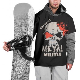 Накидка на куртку 3D с принтом Призрак рока в Новосибирске, 100% полиэстер |  | metal | кровь | метал | мызыка | новинки | рок | тяжелый | череп
