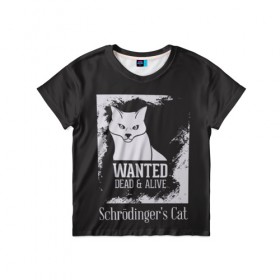 Детская футболка 3D с принтом Wanted Cat в Новосибирске, 100% гипоаллергенный полиэфир | прямой крой, круглый вырез горловины, длина до линии бедер, чуть спущенное плечо, ткань немного тянется | белое | котик | кошка | надписи | новинки | прикольные | рисунок | черное