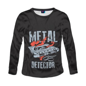 Женский лонгслив 3D с принтом Metal Detector в Новосибирске, 100% полиэстер | длинные рукава, круглый вырез горловины, полуприлегающий силуэт | metal | кровь | метал | мызыка | новинки | рок | тяжелый | череп