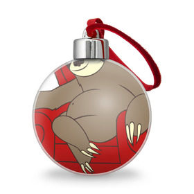Ёлочный шар с принтом Ленивец в Новосибирске, Пластик | Диаметр: 77 мм | Тематика изображения на принте: крутой | ленивец | лень
