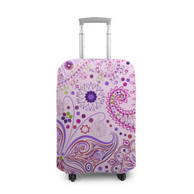 Чехол для чемодана 3D с принтом Lady Butterfly в Новосибирске, 86% полиэфир, 14% спандекс | двустороннее нанесение принта, прорези для ручек и колес | винтаж | воздушный | индийские | кружева | новинки | узор | цветок | цветочный | этнические