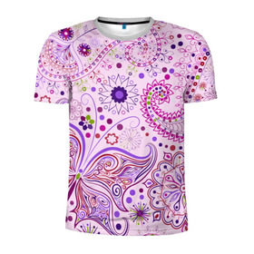 Мужская футболка 3D спортивная с принтом Lady Butterfly в Новосибирске, 100% полиэстер с улучшенными характеристиками | приталенный силуэт, круглая горловина, широкие плечи, сужается к линии бедра | винтаж | воздушный | индийские | кружева | новинки | узор | цветок | цветочный | этнические