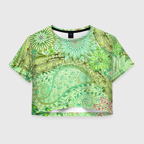 Женская футболка 3D укороченная с принтом Коллекция Balmain в Новосибирске, 100% полиэстер | круглая горловина, длина футболки до линии талии, рукава с отворотами | графика | каракули | красивый | лето | мода | новинки | орнамент | природа | рисунок | стиль