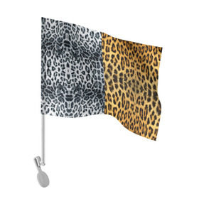 Флаг для автомобиля с принтом Леопард/Снежный Барс в Новосибирске, 100% полиэстер | Размер: 30*21 см | textures | барс | животное | леопард | пятна | снежный | текстура | чёрное с белым