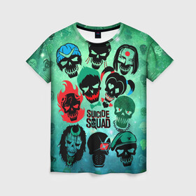 Женская футболка 3D с принтом Suicide Squad в Новосибирске, 100% полиэфир ( синтетическое хлопкоподобное полотно) | прямой крой, круглый вырез горловины, длина до линии бедер | suicide squad