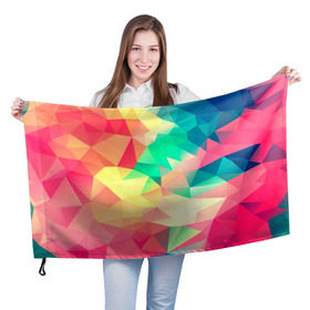 Флаг 3D с принтом Frenza в Новосибирске, 100% полиэстер | плотность ткани — 95 г/м2, размер — 67 х 109 см. Принт наносится с одной стороны | геометрия | полигоны | разноцветный яркий