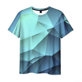 Мужская футболка 3D с принтом Polygon blue в Новосибирске, 100% полиэфир | прямой крой, круглый вырез горловины, длина до линии бедер | полигон | текстура