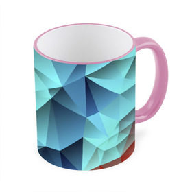 Кружка 3D с принтом Polygon blue в Новосибирске, керамика | ёмкость 330 мл | Тематика изображения на принте: полигон | текстура
