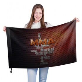 Флаг 3D с принтом MMA в Новосибирске, 100% полиэстер | плотность ткани — 95 г/м2, размер — 67 х 109 см. Принт наносится с одной стороны | judo | mixed | mma | sambo | wrestling